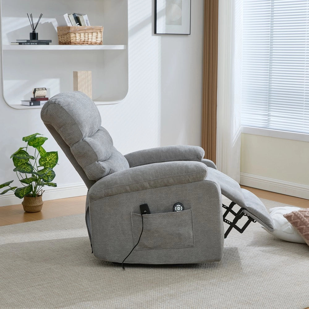 Poltrona Relax Elettrica Alzapersona Massaggiante con Poggiapiedi ¨C MINIMAL ¨C Grigio