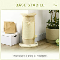 Albero Tiragraffi per Gatti max 5 Kg 34x25,5x58 cm con 2 Palline in Peluche e Sisal Beige