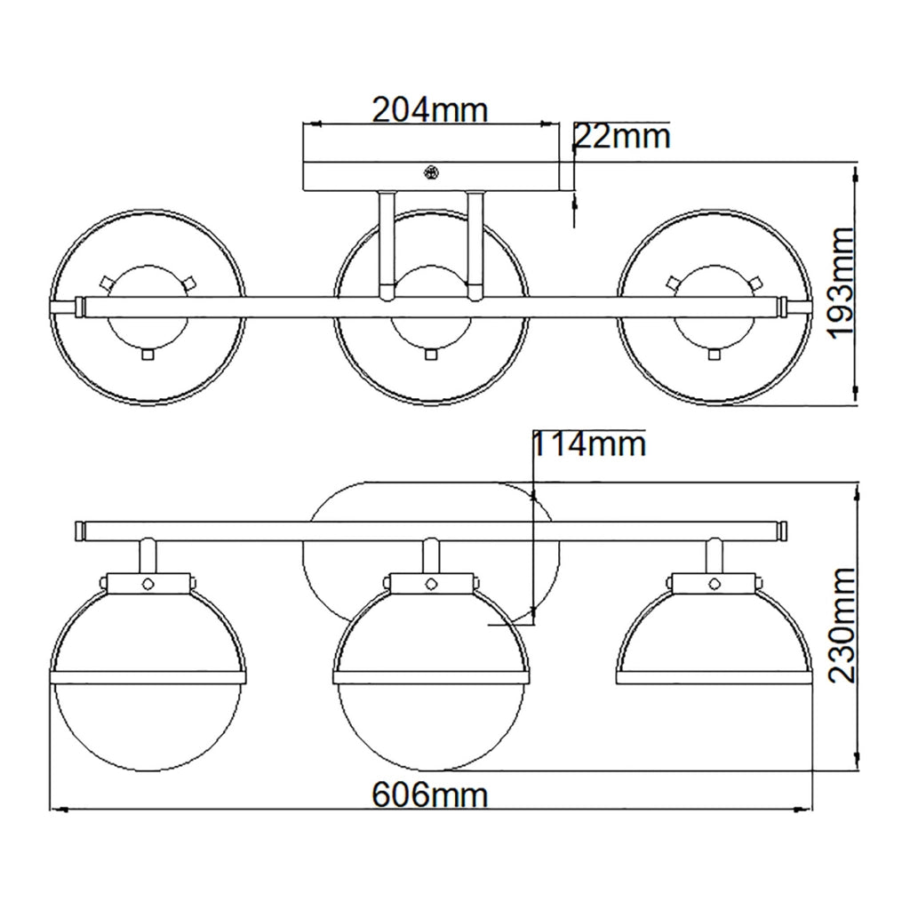 Applique bagno Hollis nera 3 sfere bianche E14 IP44