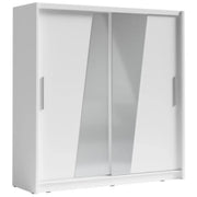 Armadio con 2 porte scorrevoli e specchio obliquo 205 cm - bianco - Collezione BAHIA
