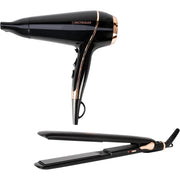 Trade Shop - Set Professionale Asciugacapelli Phon 2100 W + Piastra Per Capelli Lisciante 35 W -
