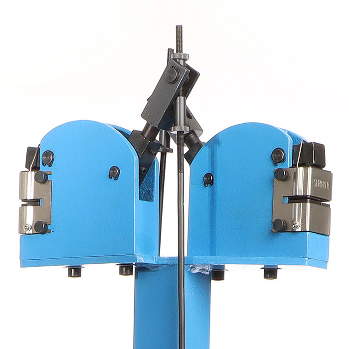 Macchina per ricalcatura e stiramento lamiere SS-18FD con supporto, 2 teste e leva a pedale