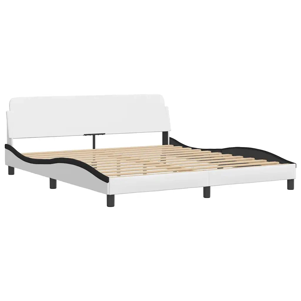 Giroletto senza Materasso-Struttura Letto Hvar Bianco e Nero 180x200 cm in Similpelle