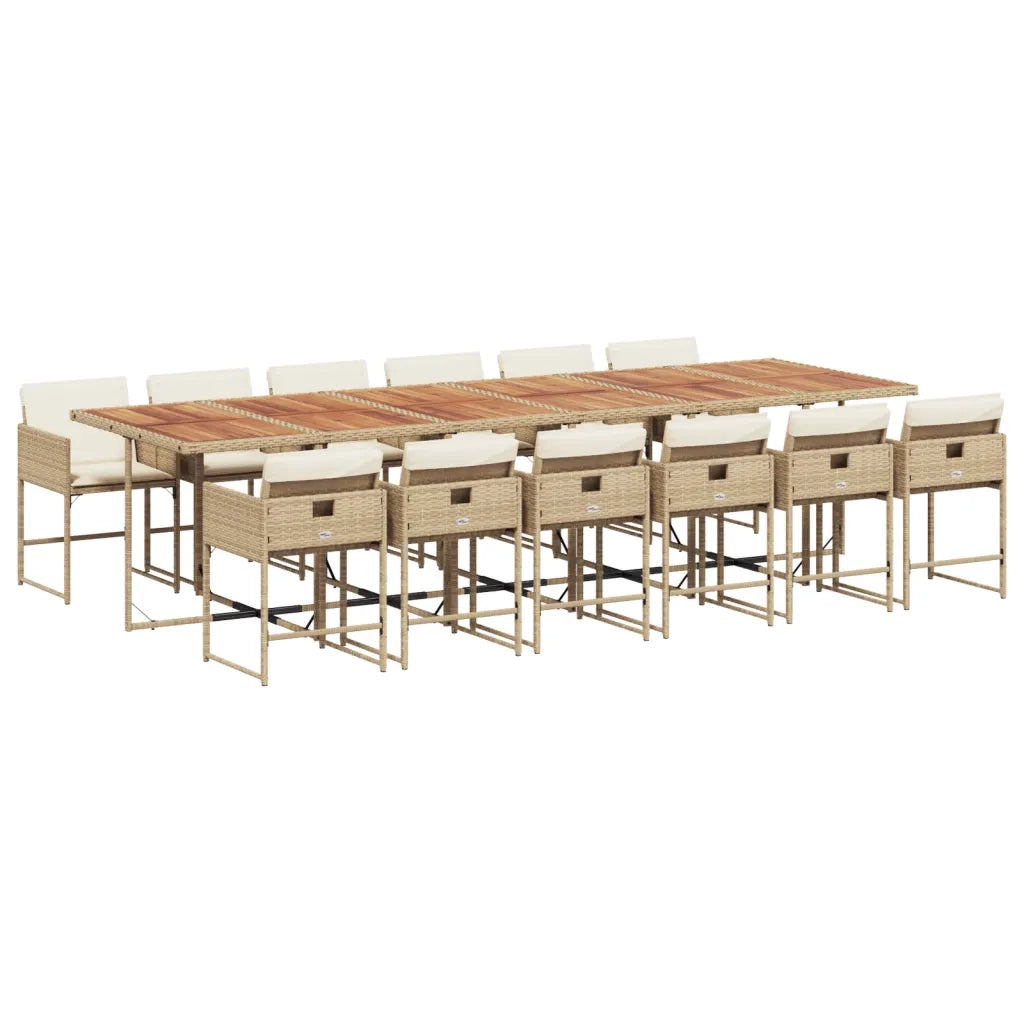 Set da Pranzo da Giardino 13 pz con Cuscini Beige in Polyrattan 3278079