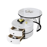 Set tavolini da caffè 60x60x46 cm e 50x50x31 cm; con 2 cassetti; MDF; bianco