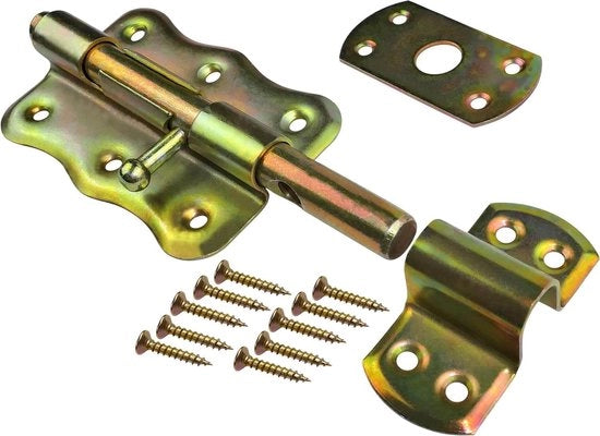 Grendola rotonda - serratura di sicurezza 100x65 mm - blocco di sicurezza - protezione contro la furto - acciaio inox - colore giallo Cerniera di sicurezza