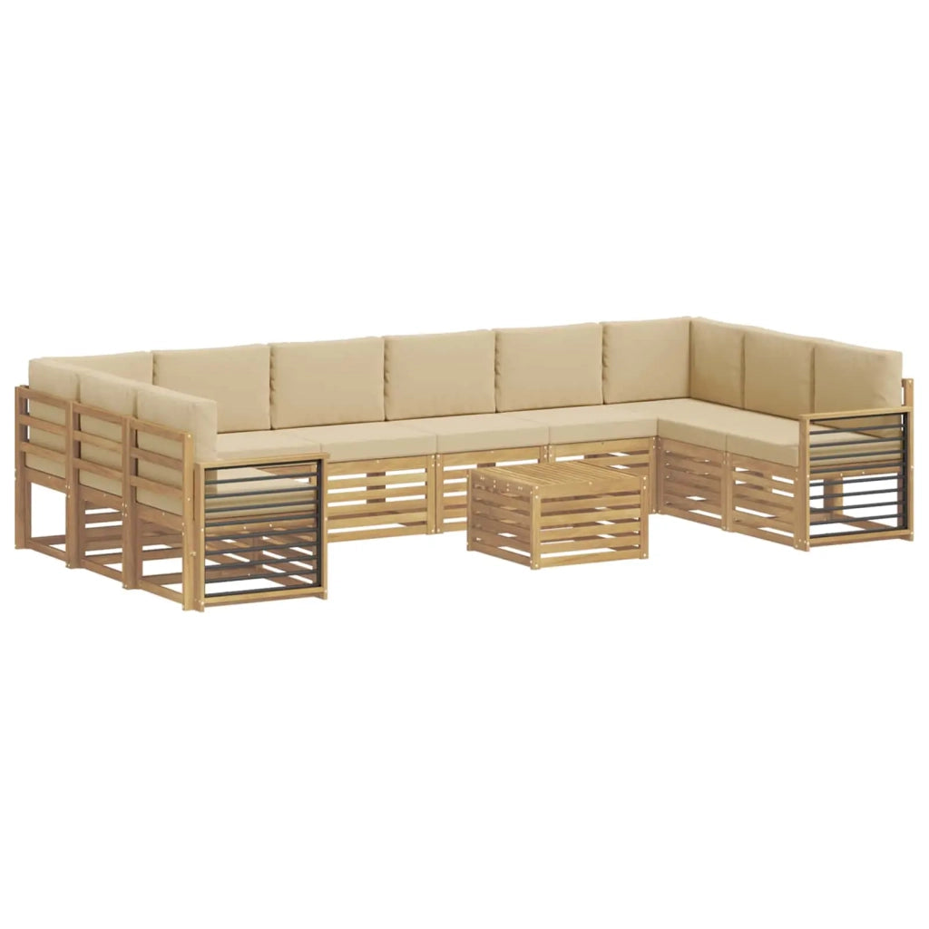 Set di divani da esterno 11 pcs Bianco e Beige 59 x 59 x 37 cm