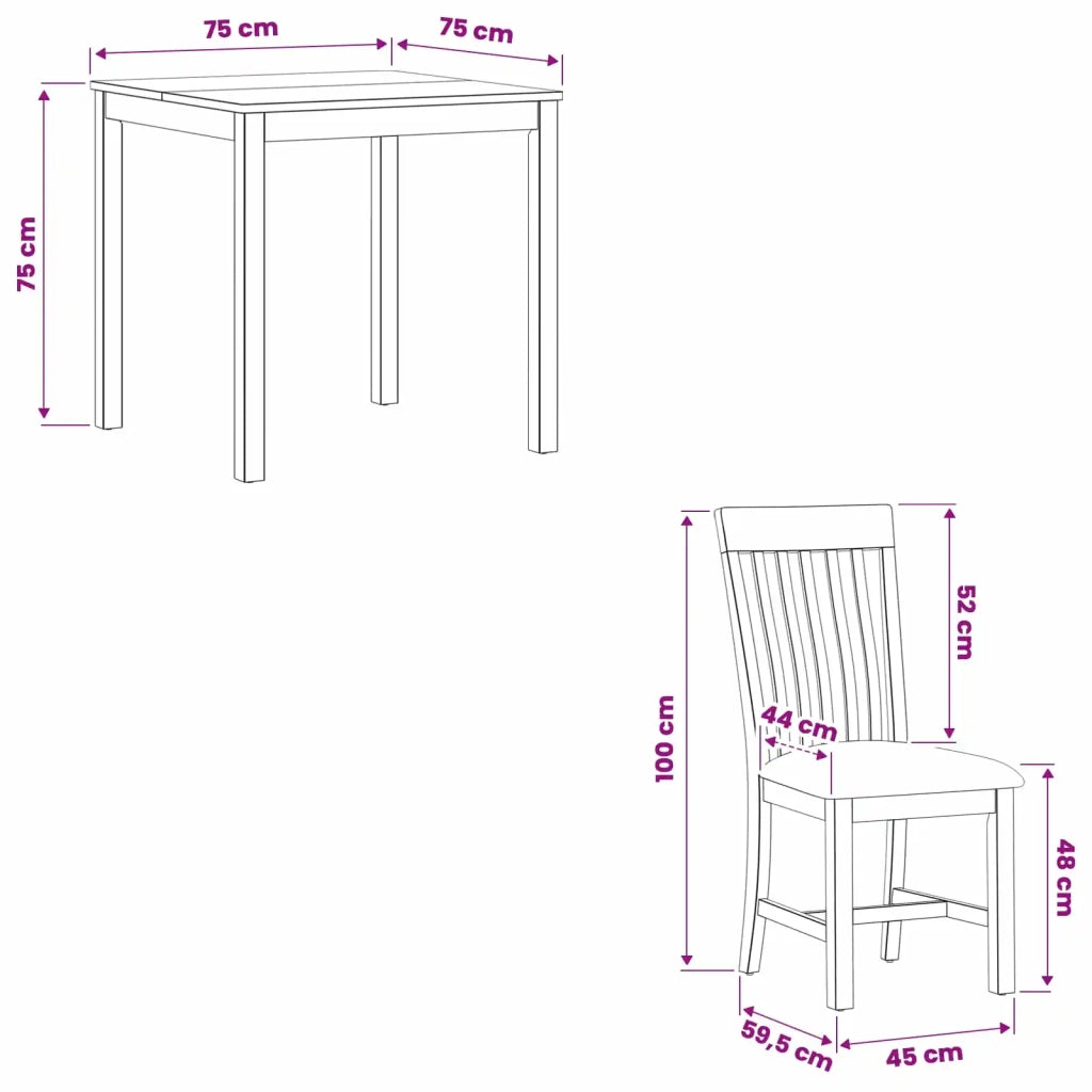 Set da pranzo 3 pz Grigio Legno di Quercia Massello 3430208