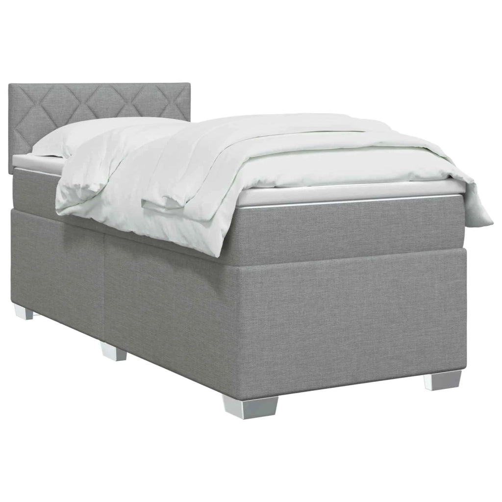 Letto con Box Spring, Materasso e LED Grigio Chiaro Tessuto 3451882