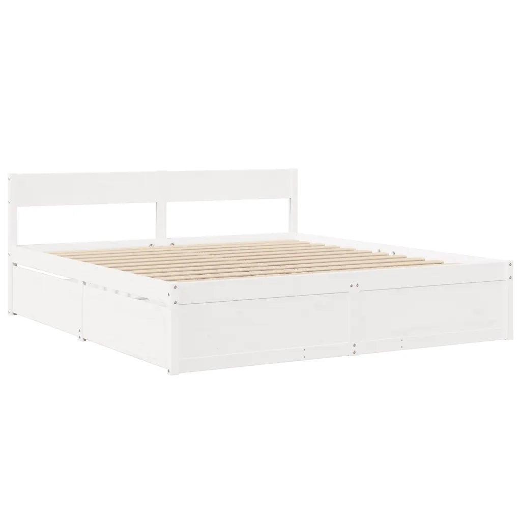 Giroletto senza Materasso Bianco 200x200 cm Legno Massello Pino 3282337