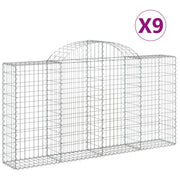 Set di 9 gabbioni ad arco per recinzione gabbia o muro di contenimento 200 x 30 x 100/120 cm ferro zincato argento 02_0041241