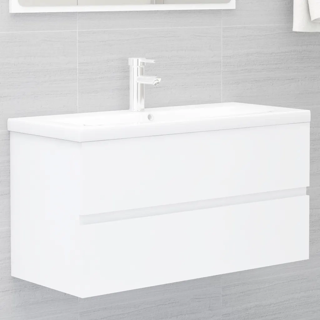 Mobile Lavabo Bianco 90x38,5x45 cm in Legno Multistrato 804755
