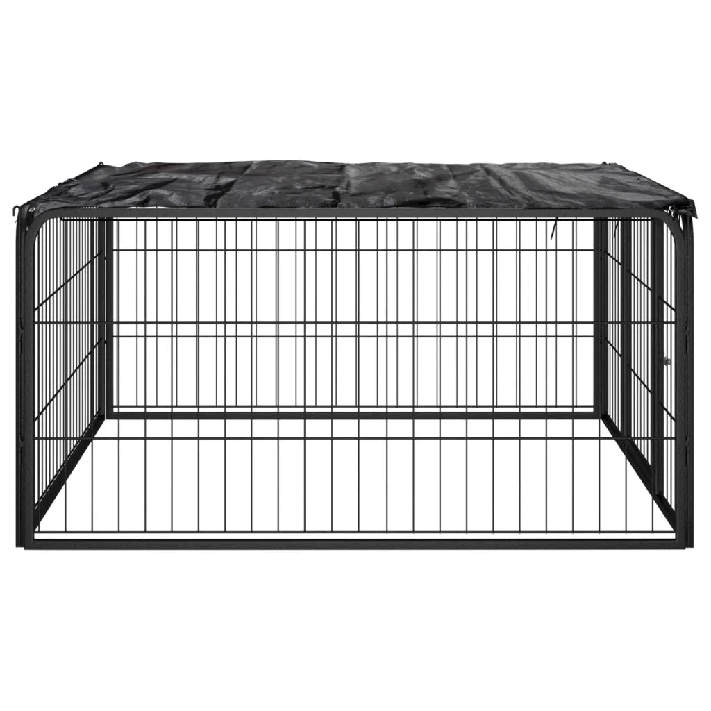 Box Cani a 4 Pannelli Nero 100x50cm Acciaio Verniciato Polvere CFW2078172
