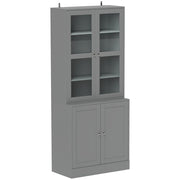 Libreria a 6 livelli con ante in vetro ¨C zephmum ¨C Grigio 80x30x200