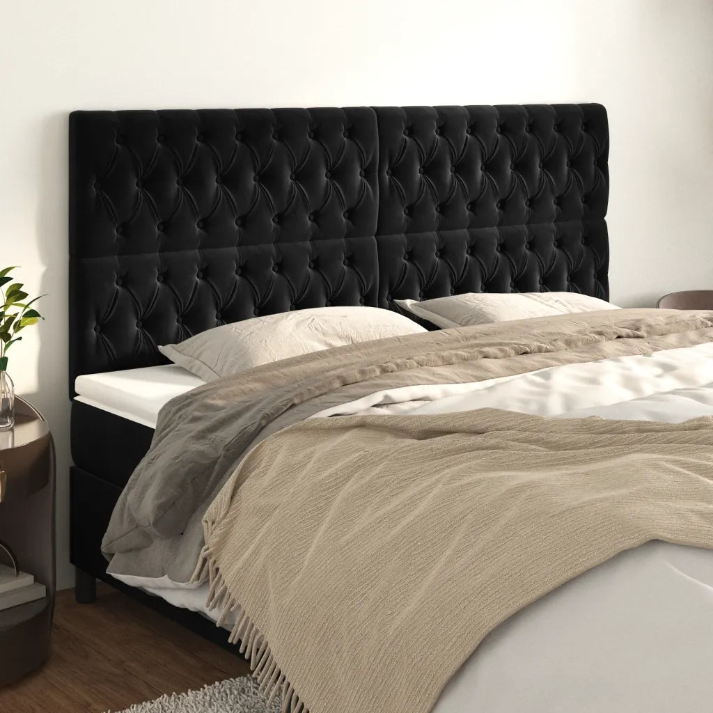 Testiera Nera 200x7x118/128 cm Velluto