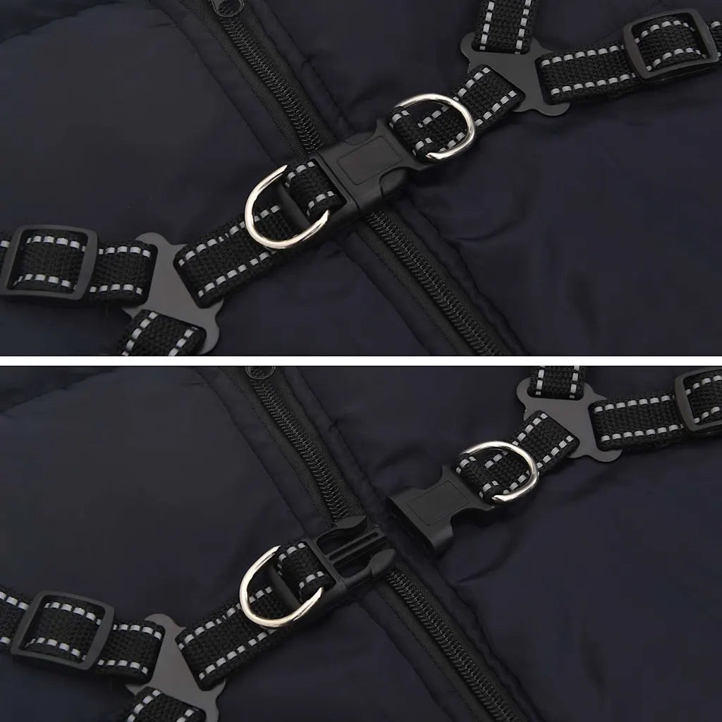 Cappotto Cani Imbracatura Impermeabile Riflettente Blu Navy L48