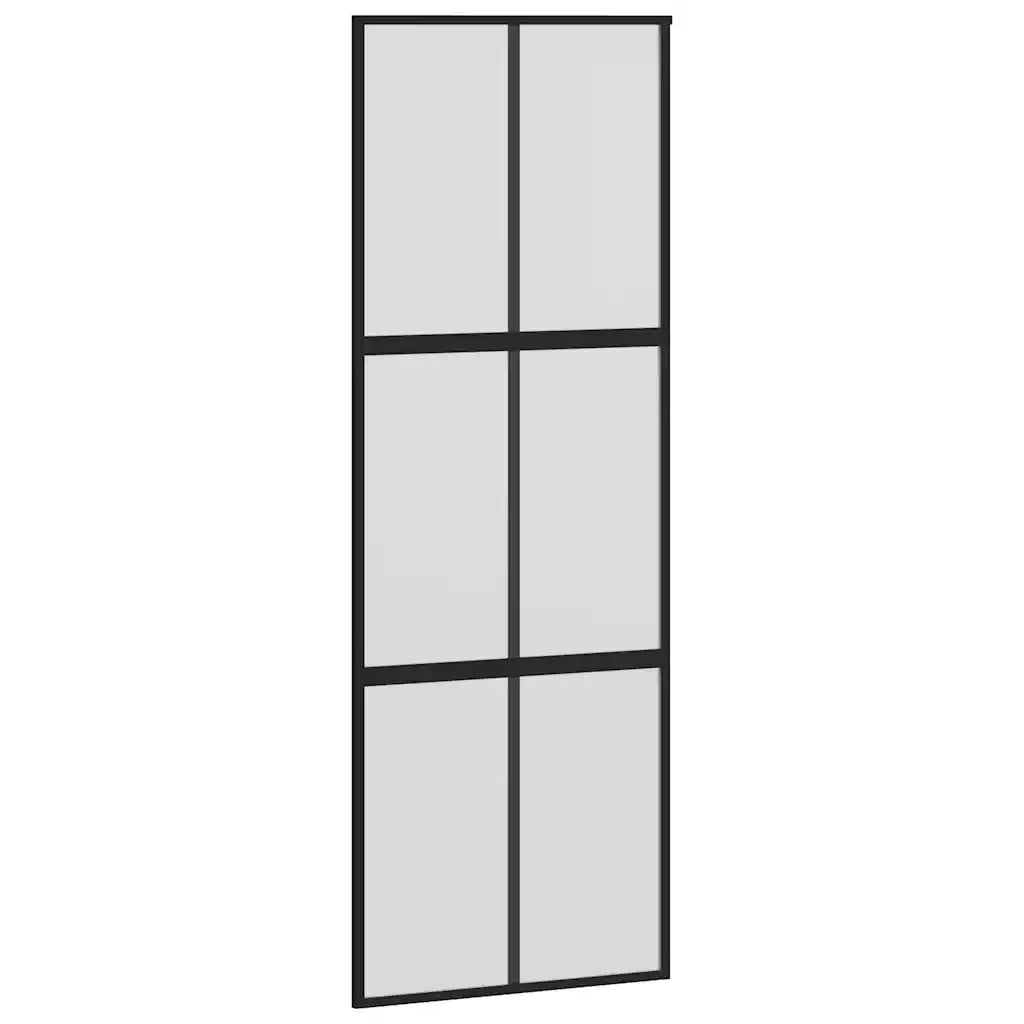 Porta Scorrevole Nera 90x205 cm in Vetro Temperato e Alluminiocod mxl 131750