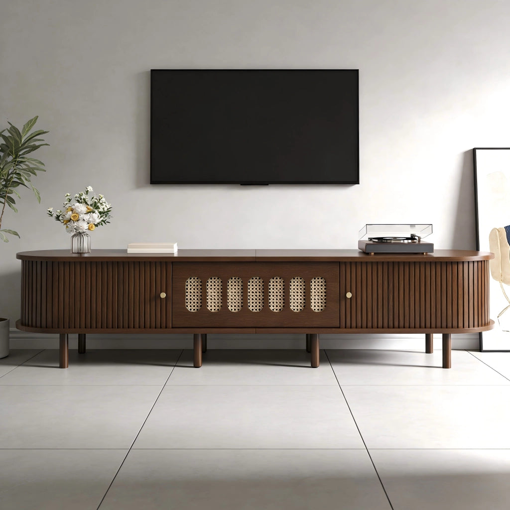 MOBILE TV 180 x 40 x 40 cm in MDF color noce con ante a ribalta