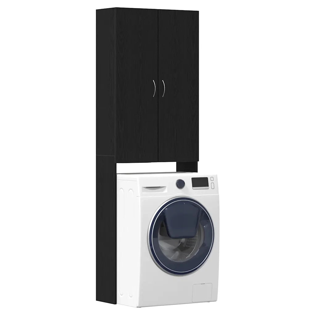 Mobile per Lavatrice Rovere Nero 64x25,5x190 cm 862064
