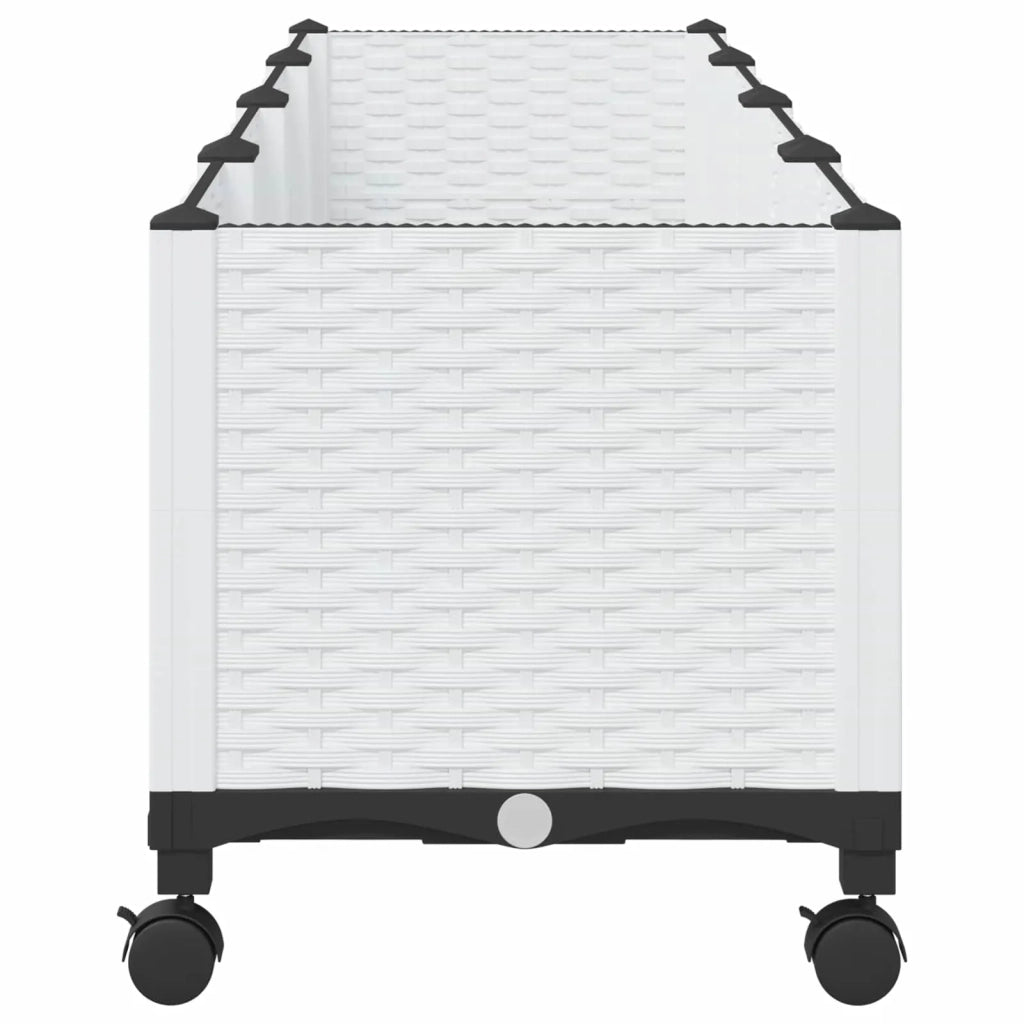 Vaso da Giardino con Ruote Bianco 160 x 40 x 48 cm PP 3423137
