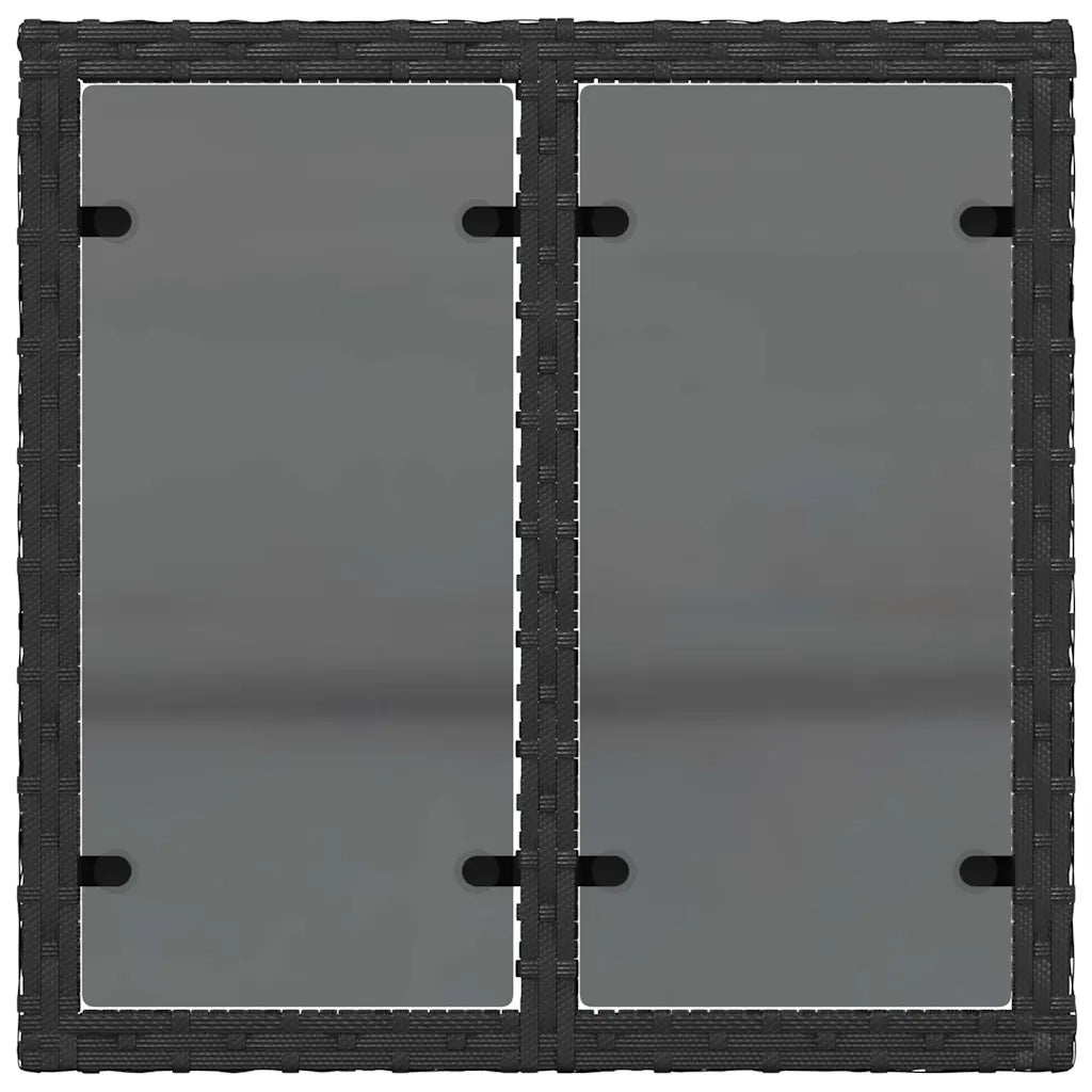 Tavolo da Giardino | Tavolino da esterno con piano in vetro nero 55x55x37 cm in polyrattan