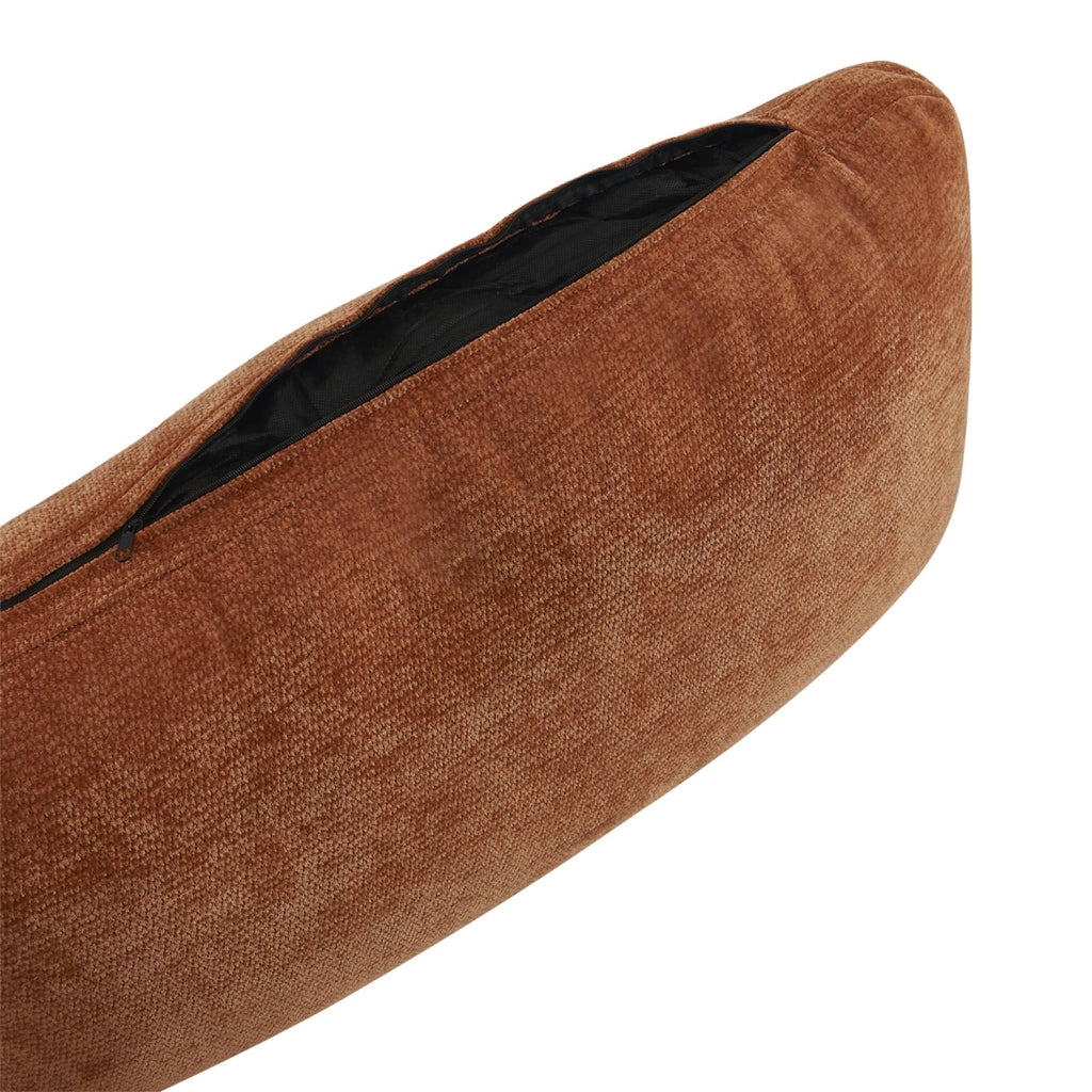 Divano angolare in tessuto con vano contenitore, 3 posti, terracotta