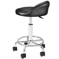 Sgabello con ruote Nero Seduta imobottita e Schienale Basso, Base Acciaio 360