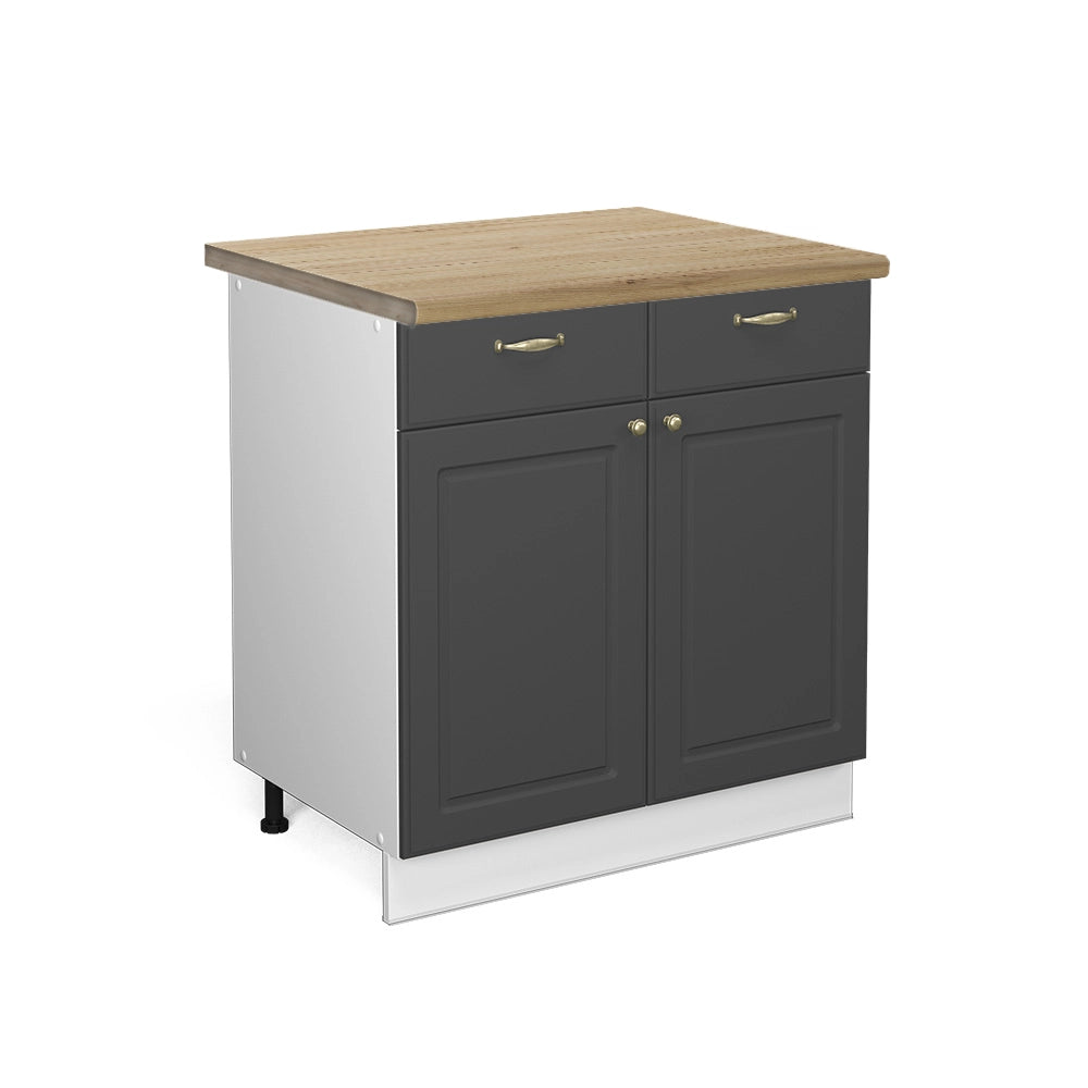 Mobiletto base per cucina Fame-Line Antracite-oro/Bianco 80 cm, PL Rovere Vicco