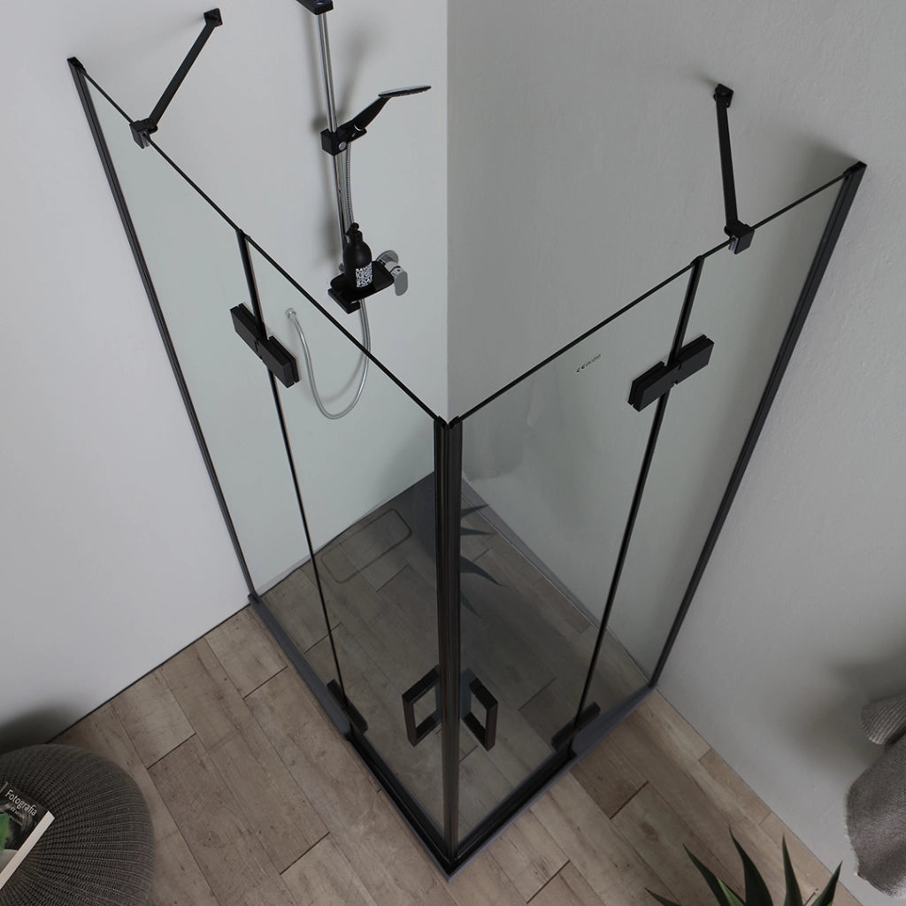 Box doccia 80x100 h190 porta battente nero