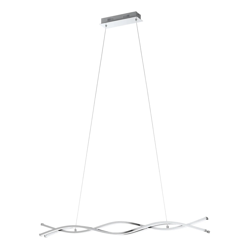 Lampadario A Sospensione Moderno Lasana 2 Acciaio Cromo 1 Luce Led 35W 5300Lm