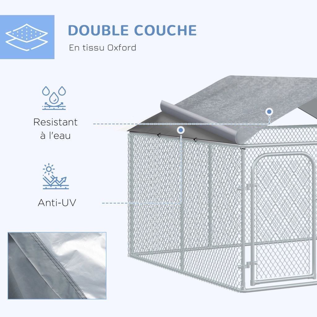 Recinto per Cani da Esterno con Tetto ¨C Xylo ¨C Acciaio Galvanizzato 230x230x175cm 5m2