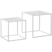 Set 2 Tavolini da Caff¨¨ Impilabili ¨C Xylo ¨C Acciaio Bianco Quadrati