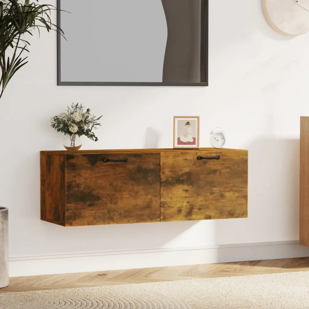 Armadietto a Muro | Mobile Pensile Rovere Fumo 100x36,5x35 cm Legno Multistrato