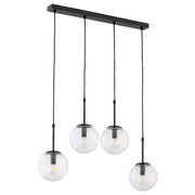 Lampada sospesa barra nera sfere vetro 4xE14 Alfa Sebia