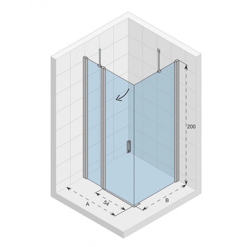 NOVIK 203 RIHO 90x80 x200cm box doccia angolare con porta a battente
