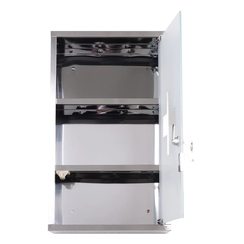 ARMADIETTO MEDICINALI 50X30X18CM CASSETTA MOBILE BAGNO PRIMO SOCCORSO IN ACCIAIO INOX CON SERRATURA