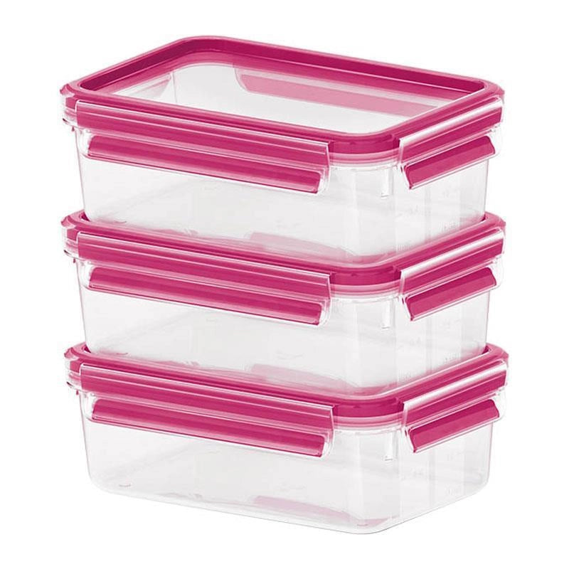 EMSA 515582 recipiente per cibo Rettangolare Scatola 0,55 L Rosa, Trasparente 3 pz