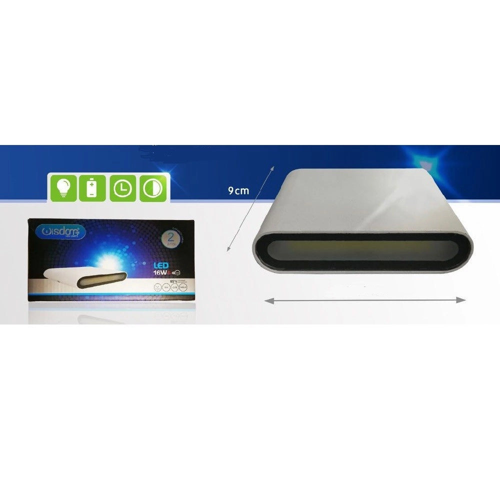 Trade Shop - Applique Led Rettangolare Slim 16watt Bianco Luce Bianca Naturale Fredda Xc-9048 -