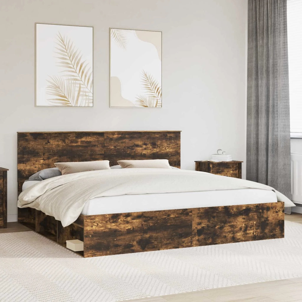 Struttura del letto Rovere fumé 200 x 200 cm Pino massello