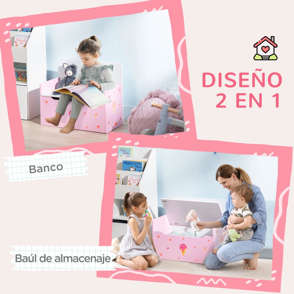 Banco con Ba¨´l per Bambini ¨C zephmum ¨C 60x30x50 cm Rosa