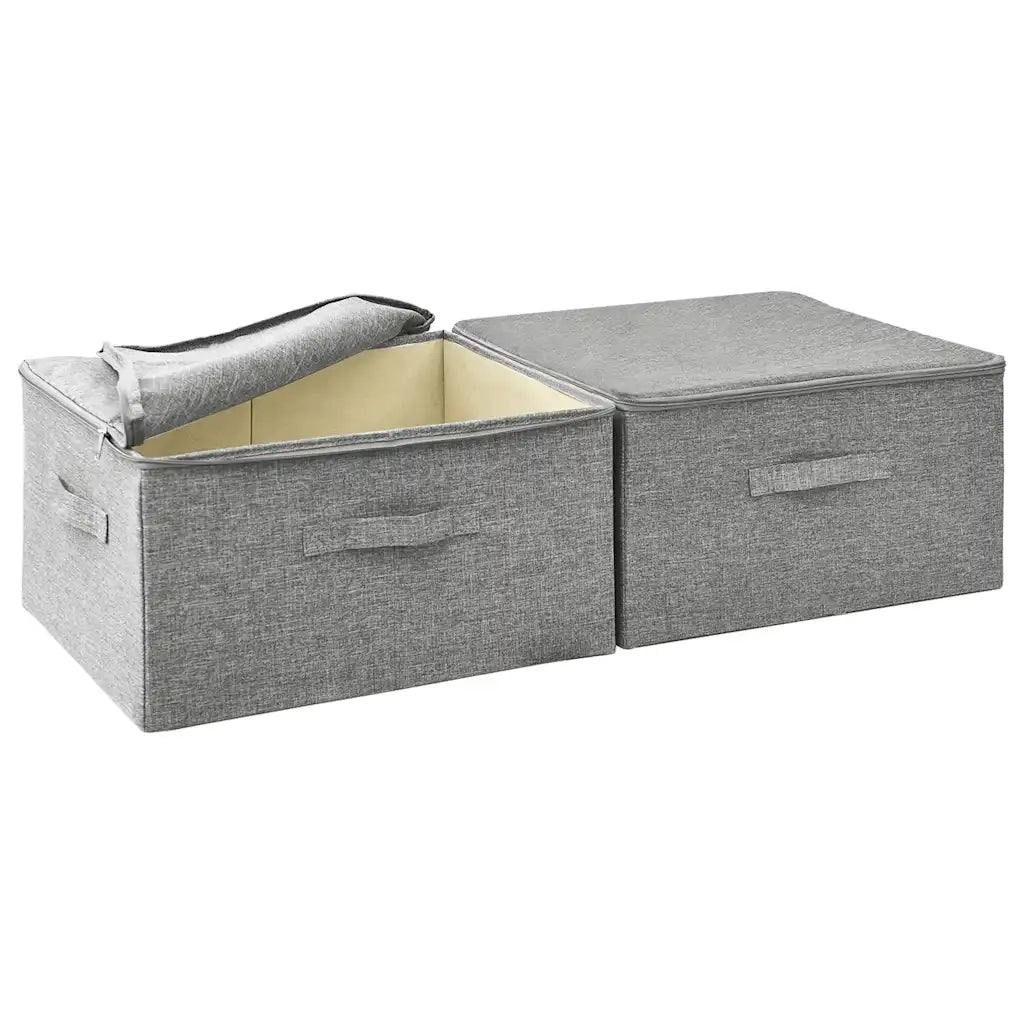 Scatole Portaoggetti 2pz in Tessuto 43x34x23 cm Grigio 332910