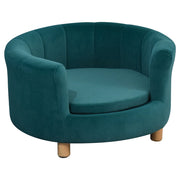 Divano per Cani Imbottito 65x64x37 cm in Tessuto Vellutato Verde