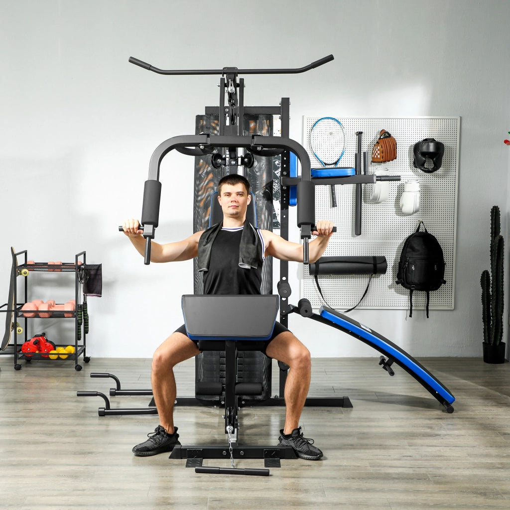 Attrezzatura Palestra Casa con Banco Pesi 65 kg ¨C zephmum ¨C Nero e Blu