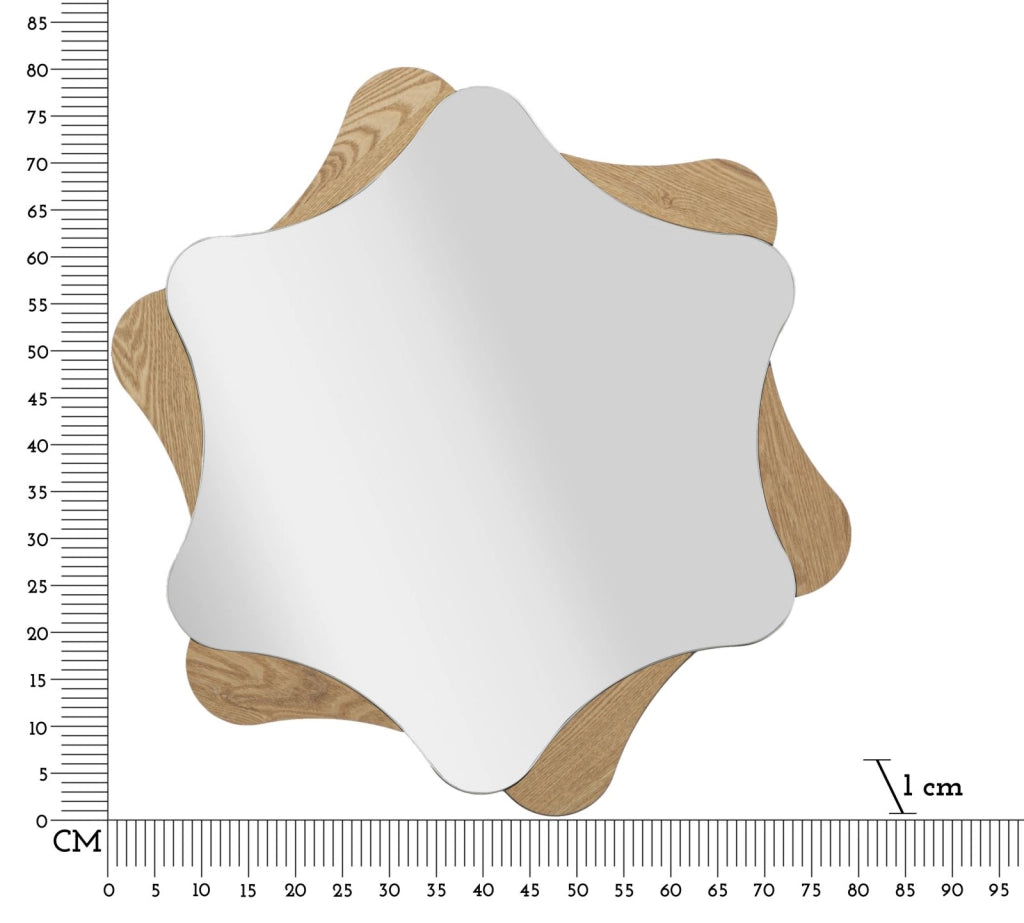 Specchio da Muro Star 80x1x80 cm in MDF e Specchio Naturale