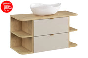 Set mobili bagno 100 cm con piano e lavabo da appoggio Cloud Dalia Cashmere 100 x 1401 x 46 cm