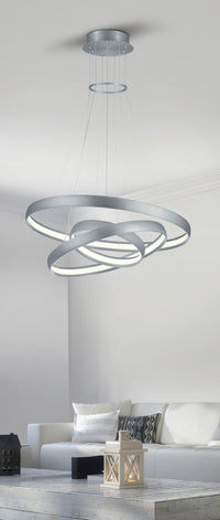 Lampada a Sospensione da Interno a LED in Metallo Alluminio Spazzolato