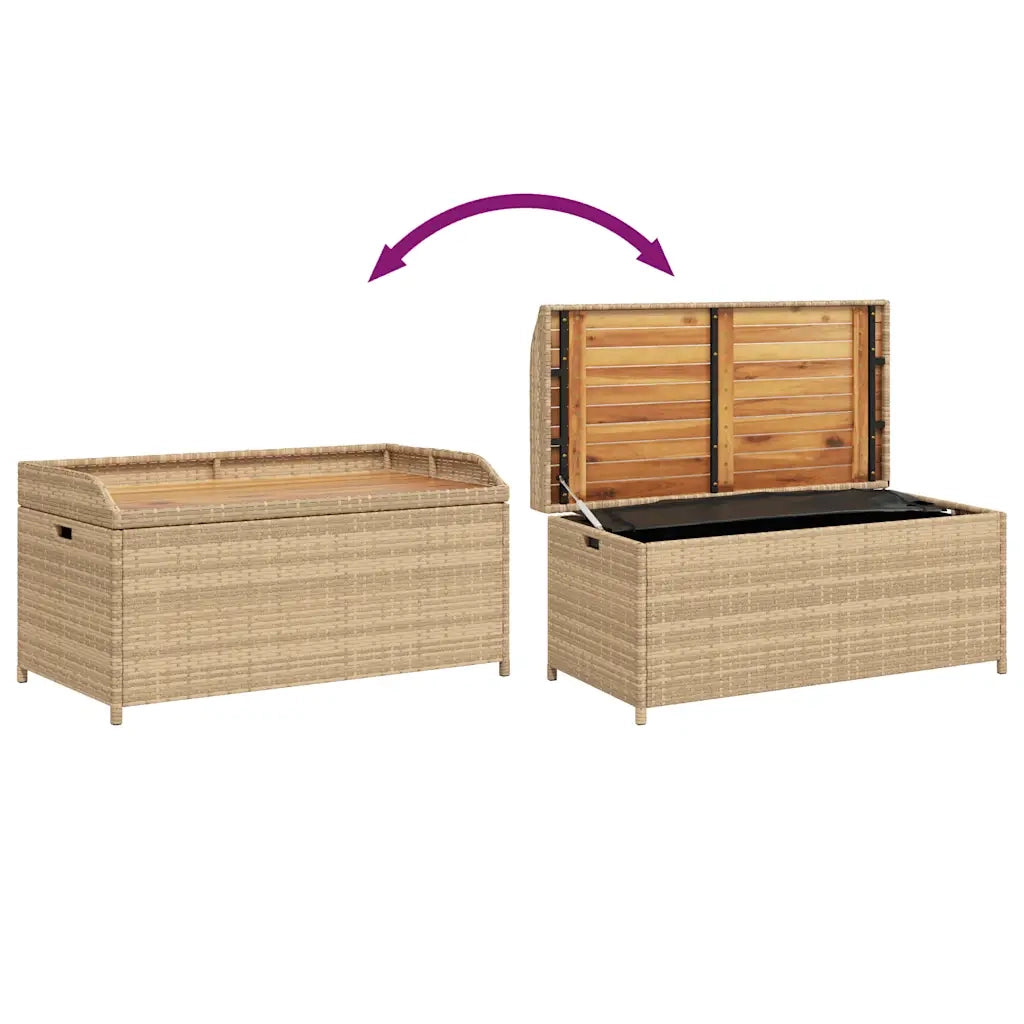 Panca Portaoggetti Beige Misto 100x50x52 cm Polyrattan e Acacia 365951