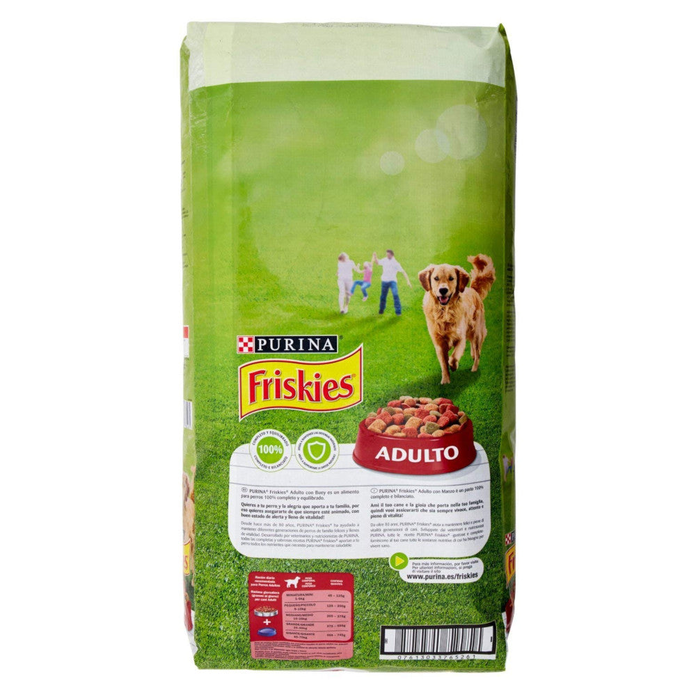 Multipack da 2 pz di purina friskies crocchette con manzo e aggiunta di verdure per cani adulti 15 kg cad