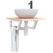 Ripiano a Parete per Lavabo in Acciaio e Massello di Rovere
