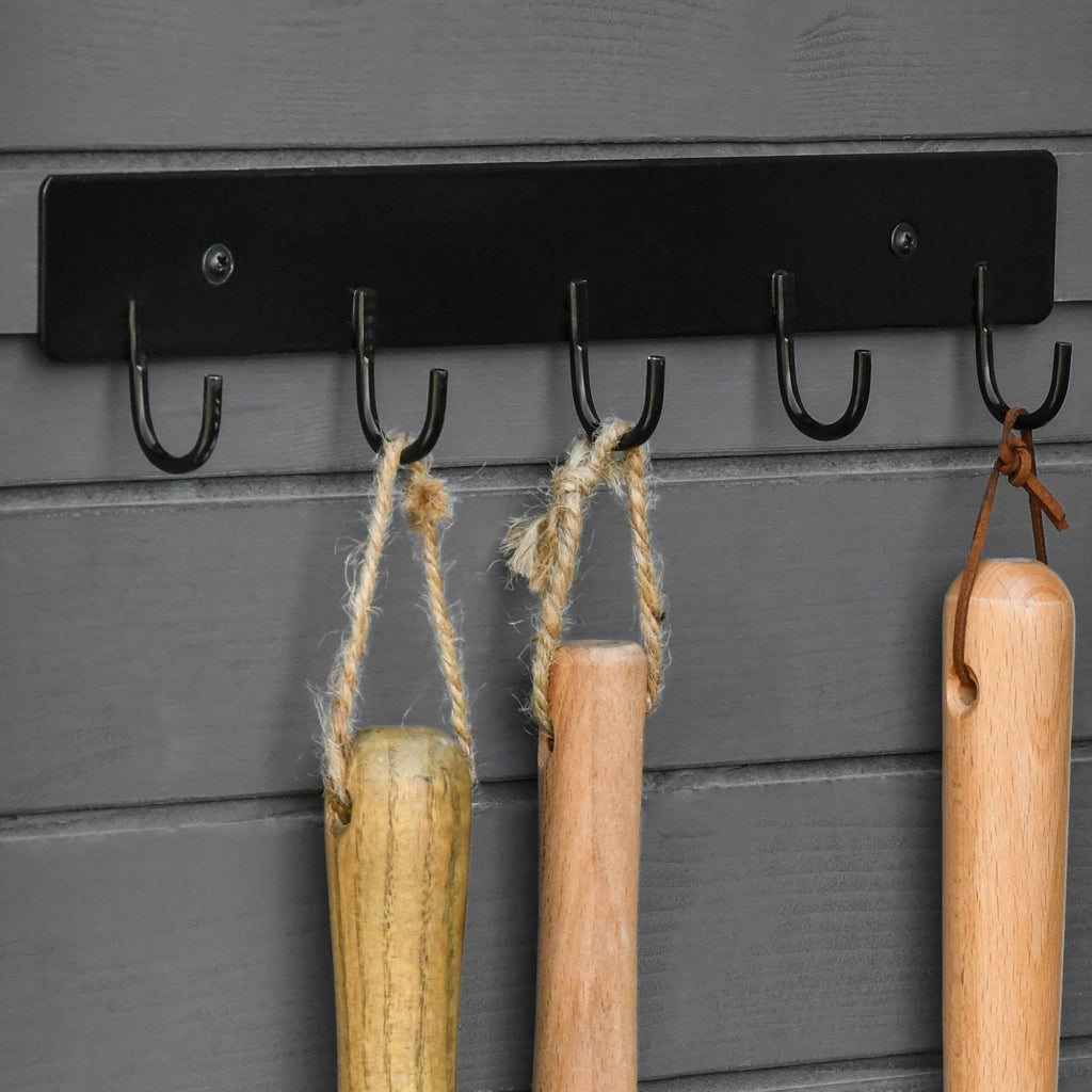 Armadio da giardino in legno con porta, tetto inclinato, ripiano interno e tavolino pieghevole, grigio scuro 78 × 52,5 × 182 cm